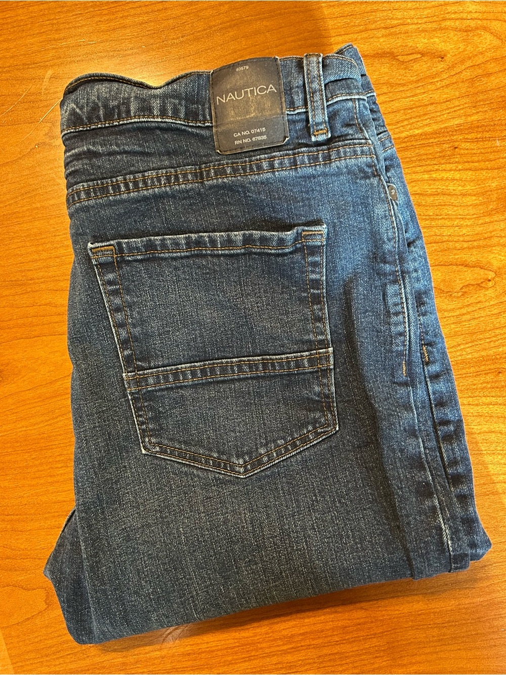 Nautica Mens Straight Fit Stretch Dark Wash Blue Jeans Size 36x34